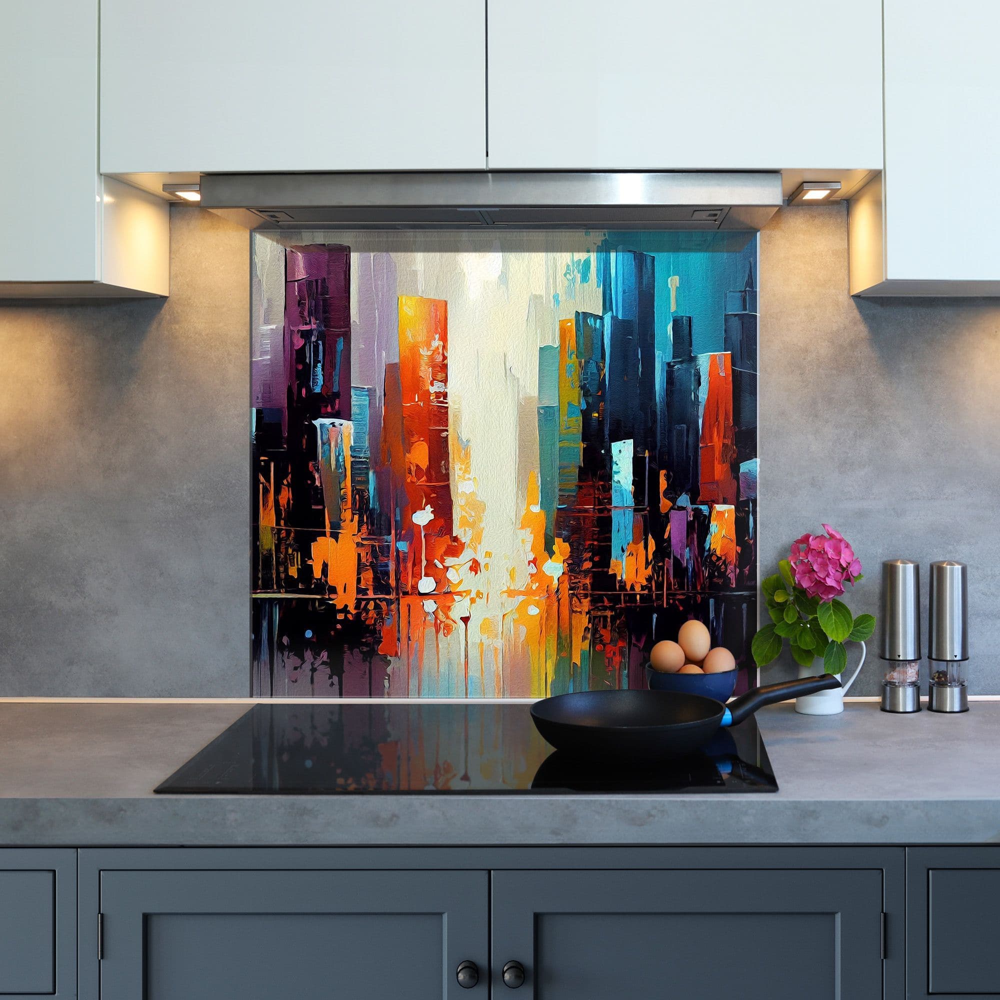 Abstract skyscraper kitchen glass splashback 1st Glass Art