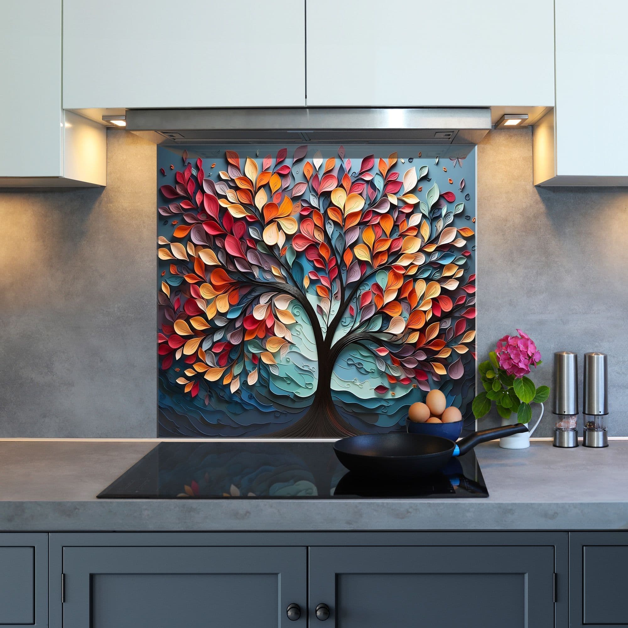 "Abstract Tree" Glass Kitchen Splashback 1st Glass Art