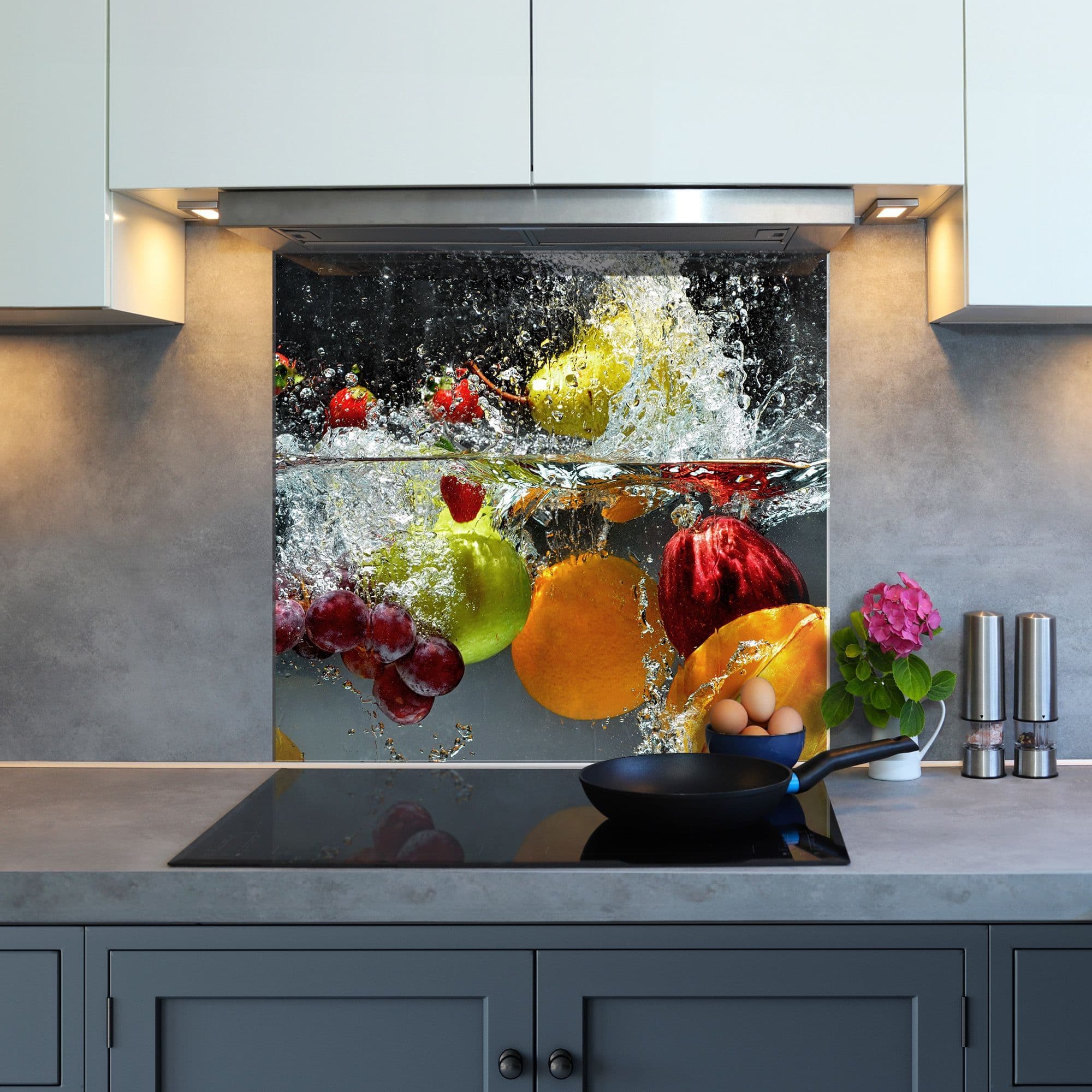 Toughened 6mm Glass Kitchen Splashback 60 X 75cm Purple Floral Polished Edge Heat Resistant Back Splash For Cookers Hob