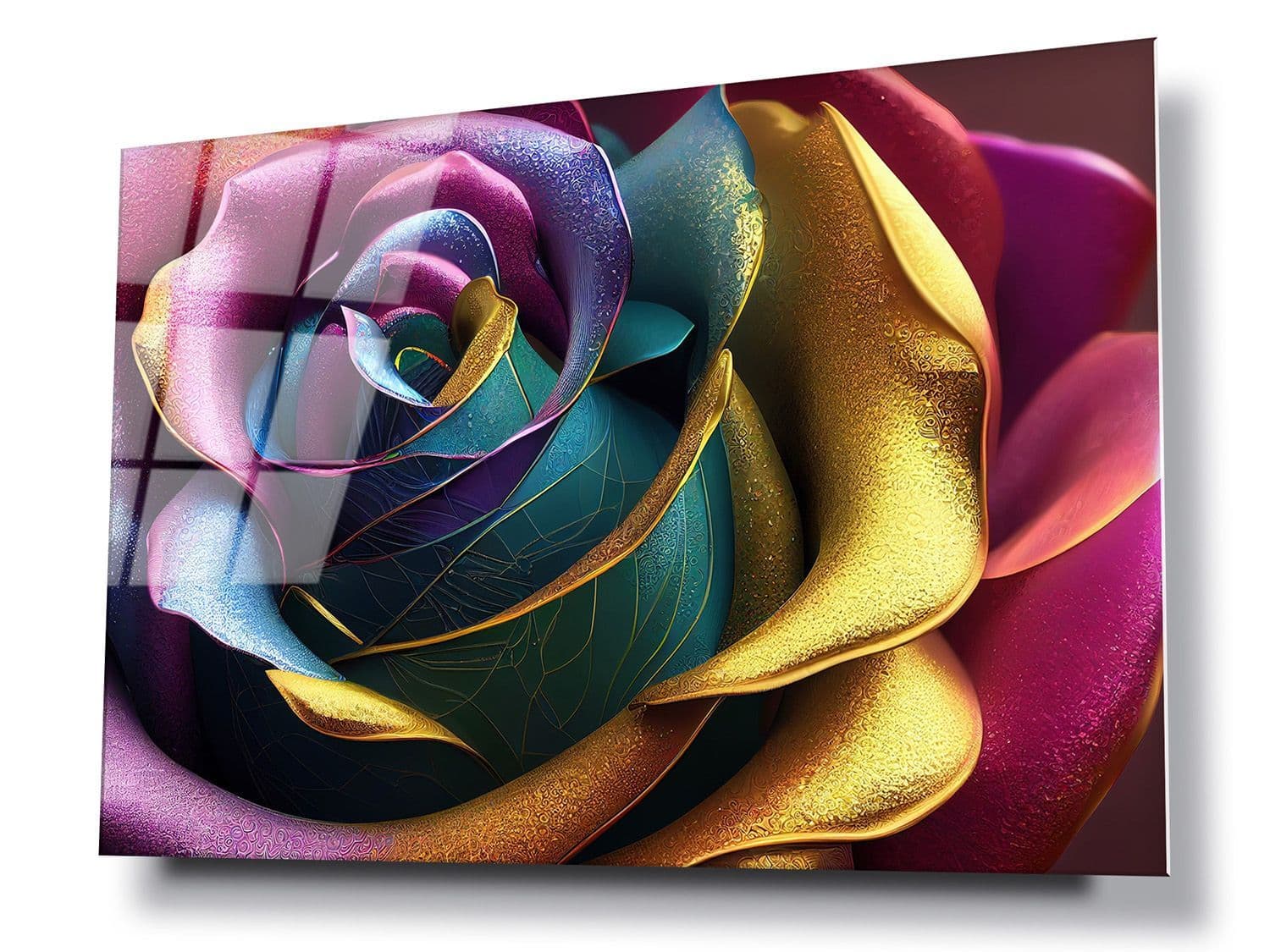 Metallic Roses Painting Multicoloured Metallic Rose