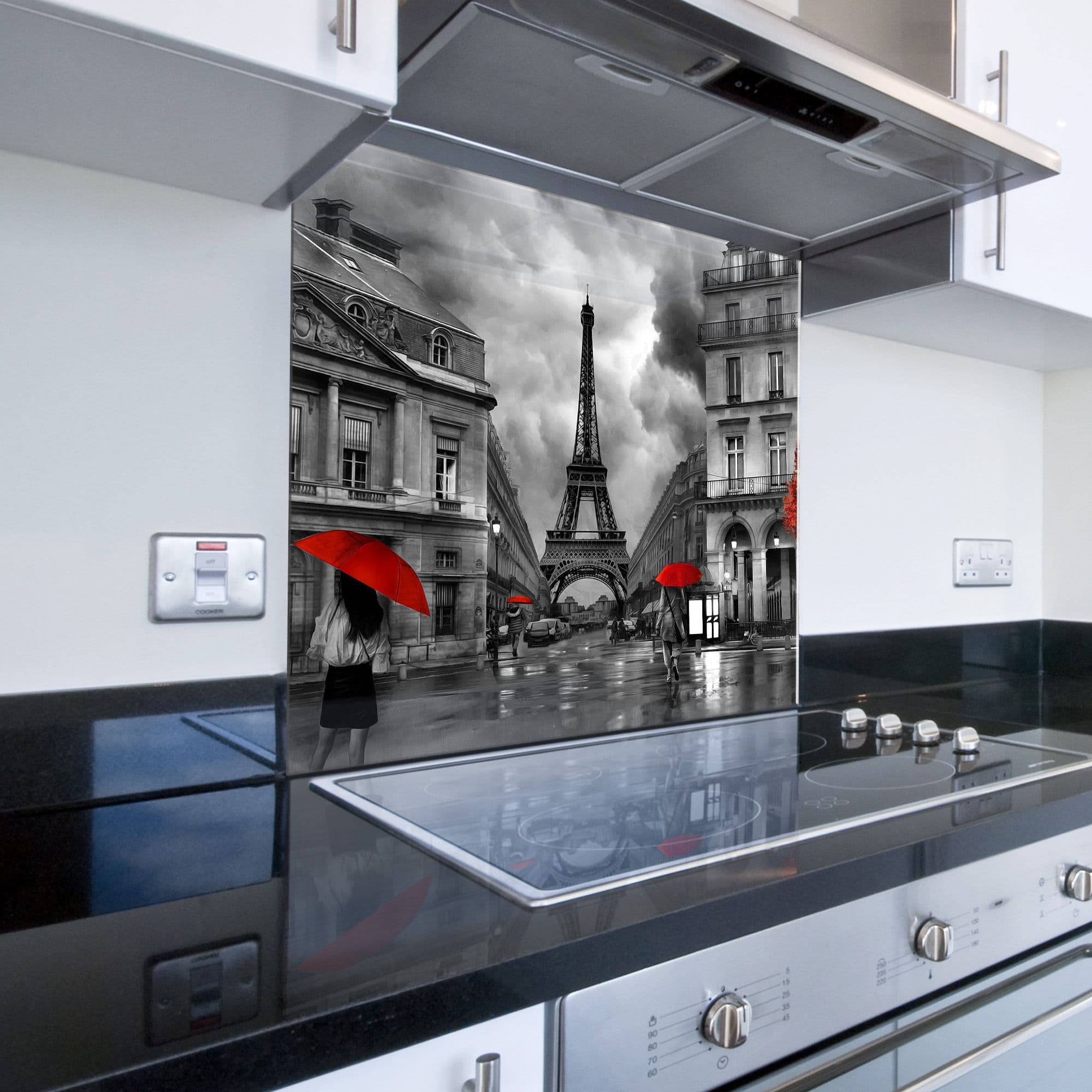 Toughened 6mm Glass Kitchen Splashback 90 X 75cm Drawn Cow - Polished Edge Heat Resistant Back Splash For Cookers Hob