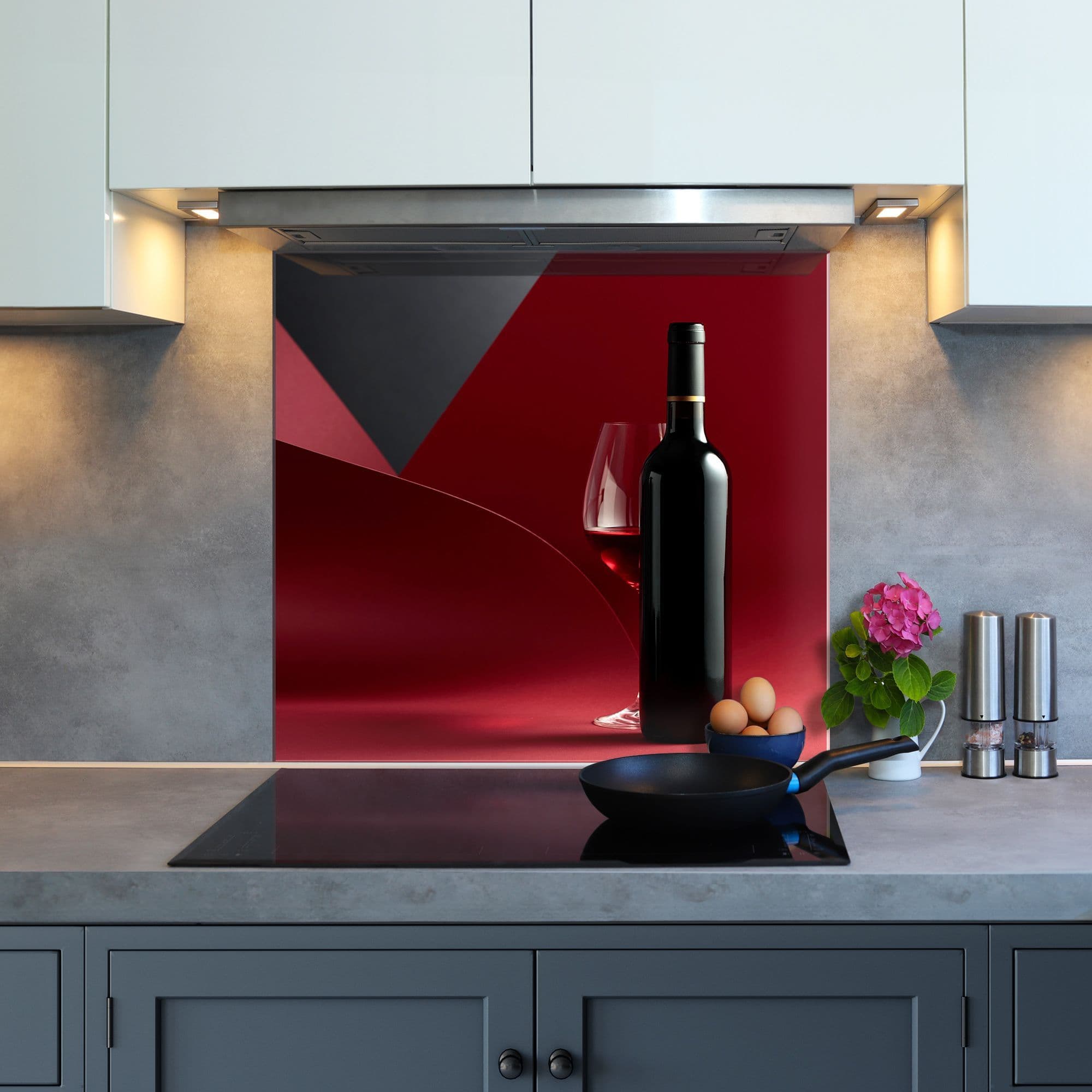 Red wine kitchen glass splashback Heat resistant 6mm toughened glass