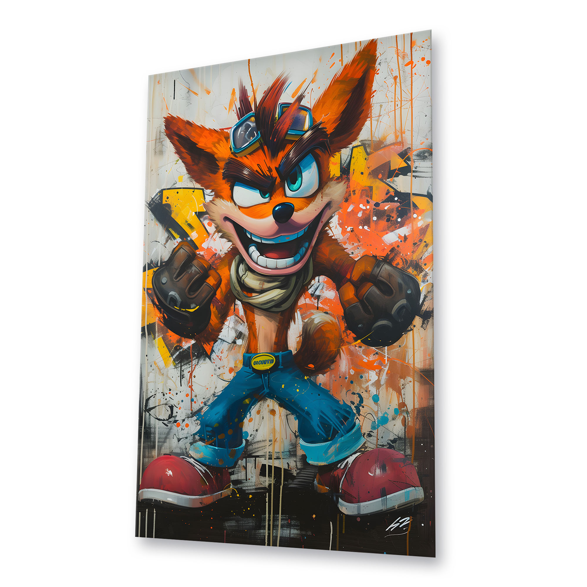 Graffiti Style Crash Bandicoot Wall Art | 1st Glass Art